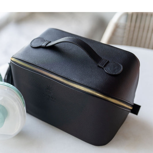 Wearable Breast Pump Bag with Cooler (10” x 6”x 6”) | Vegan Leather Portable Breast Pump Bag with Cooler |